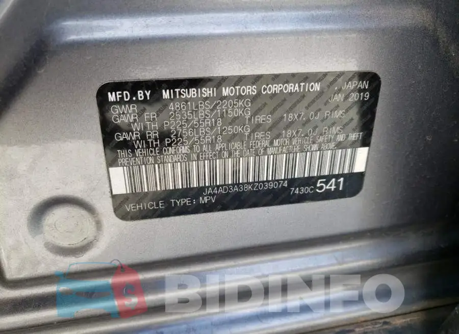 JA4AD3A38KZ039074 Photo# 13