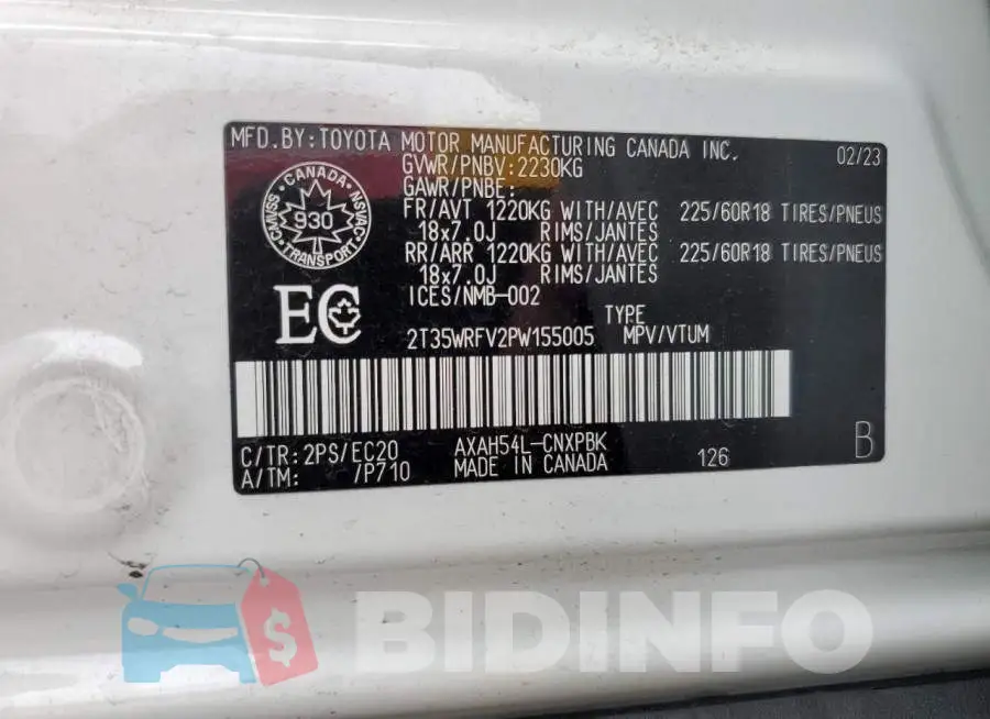 2T35WRFV2PW155005 Photo# 13