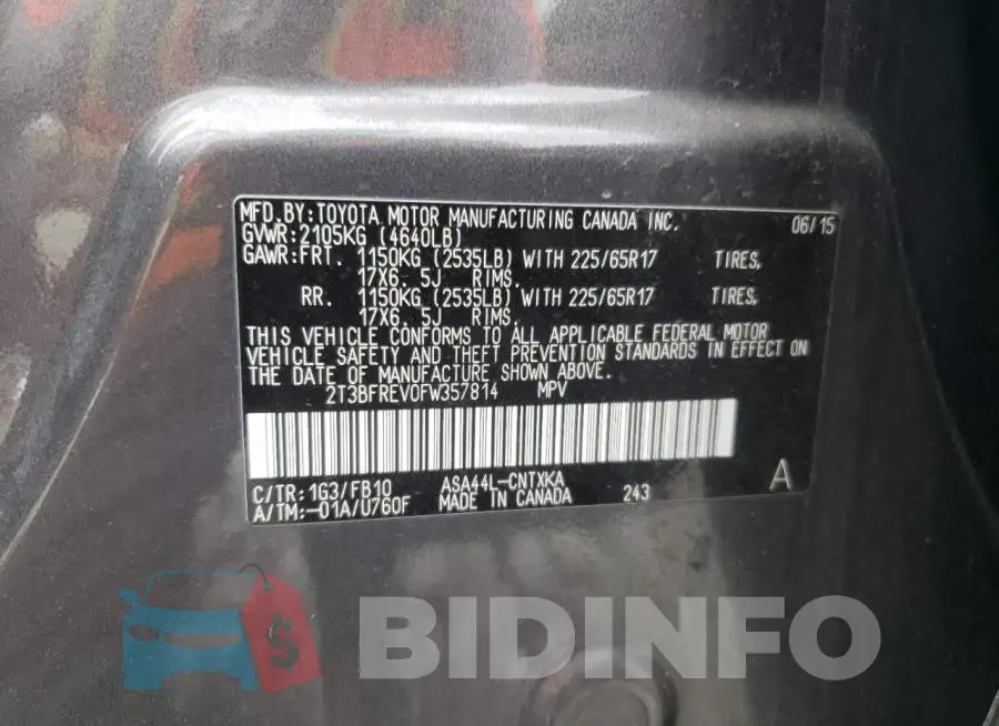 2T3BFREV0FW357814 Photo# 12