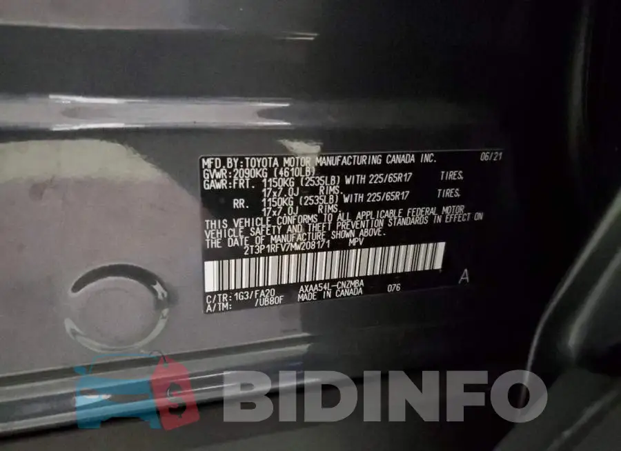 2T3P1RFV7MW208171 Photo# 14