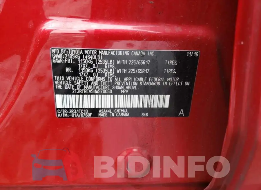 2T3RFREV5HW570050 Photo# 13