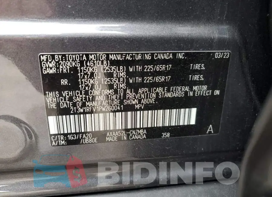 2T3W1RFV1PW260041 Photo# 13
