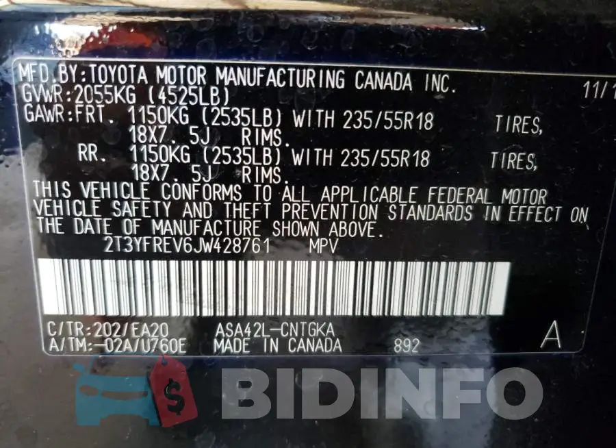 2T3YFREV6JW428761 Photo# 13
