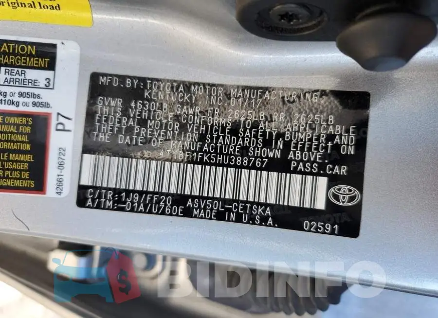 4T1BF1FK5HU388767 Photo# 13