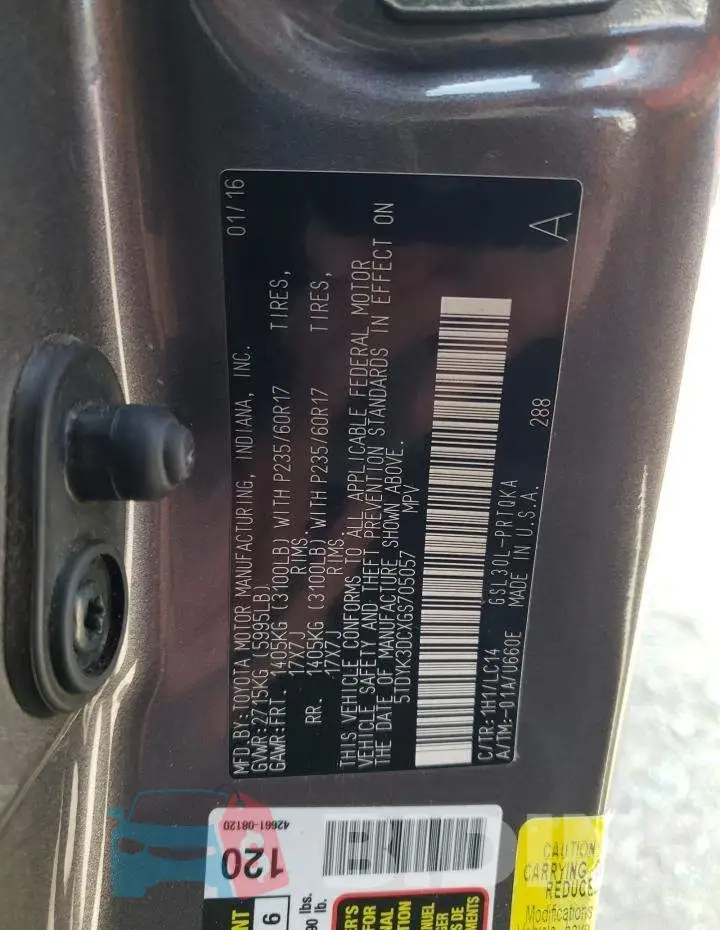 5TDYK3DCXGS705057 Photo# 14