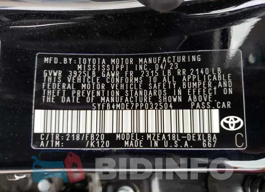 5YFB4MDE7PP032504 Photo# 12