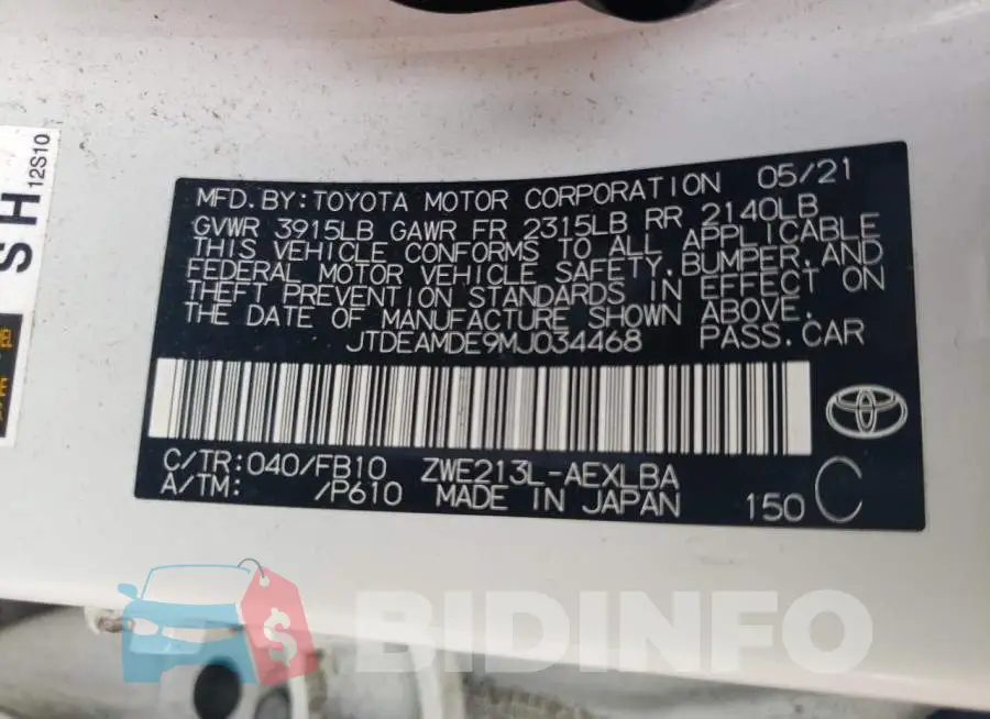 JTDEAMDE9MJ034468 Photo# 12