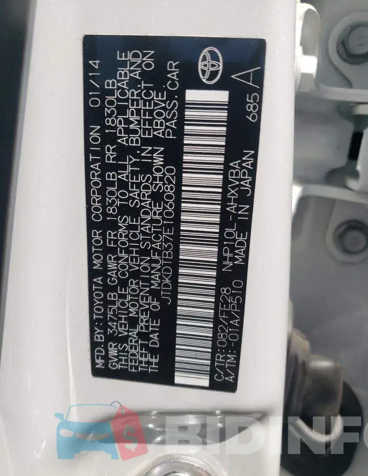 JTDKDTB37E1060820 Photo# 12
