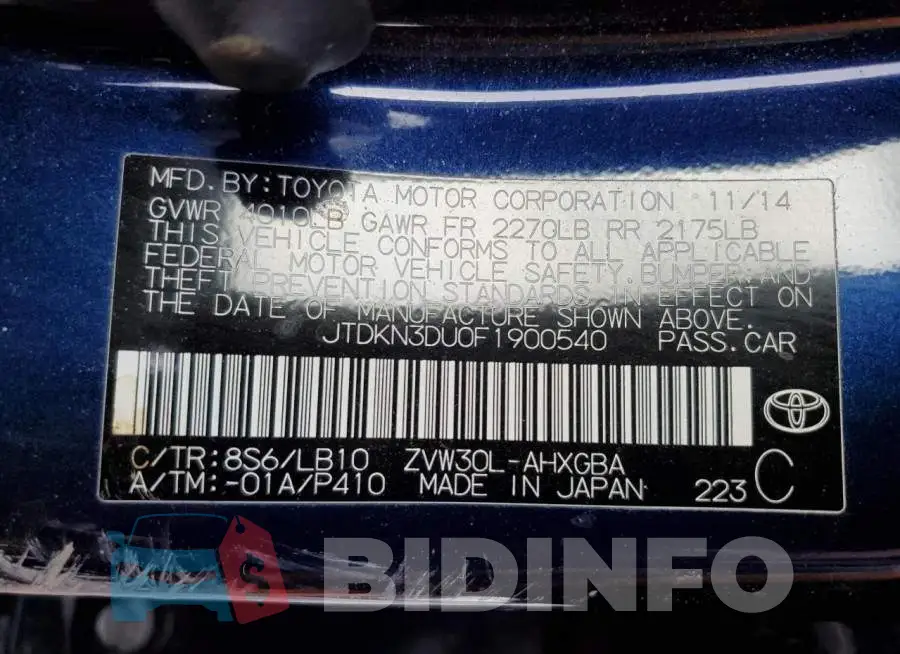 JTDKN3DU0F1900540 Photo# 12