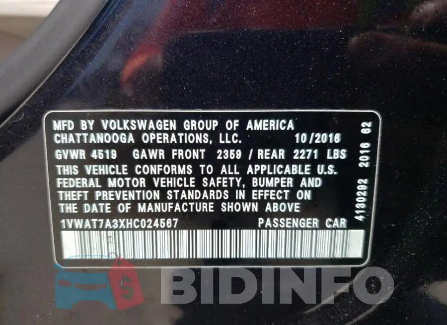 1VWAT7A3XHC024567 Photo# 13