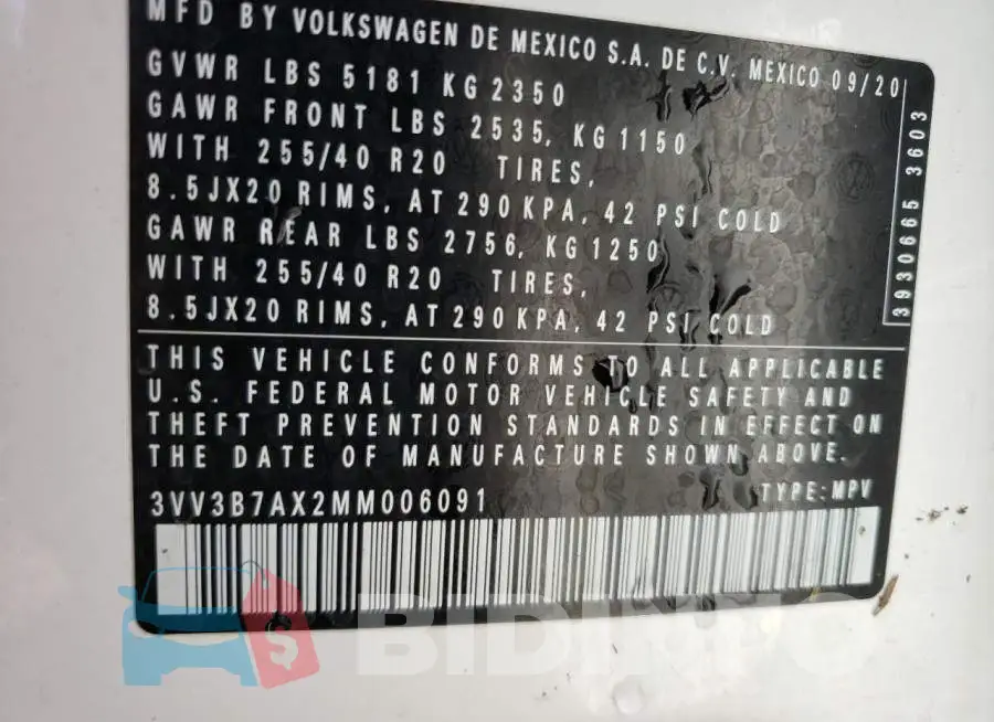 3VV3B7AX2MM006091 Photo# 14
