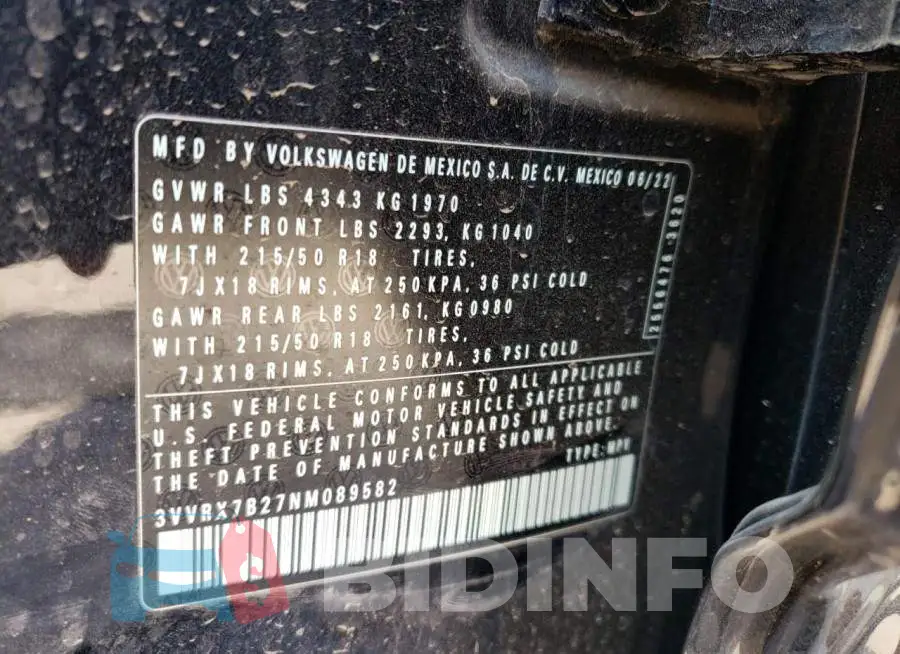 3VVRX7B27NM089582 Photo# 12