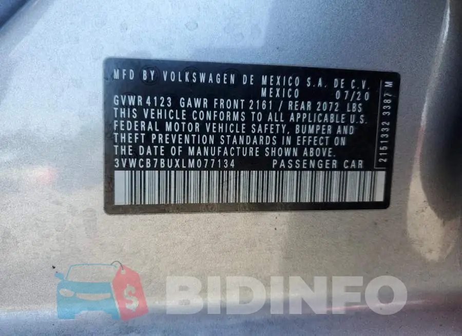 3VWCB7BUXLM077134 Photo# 12