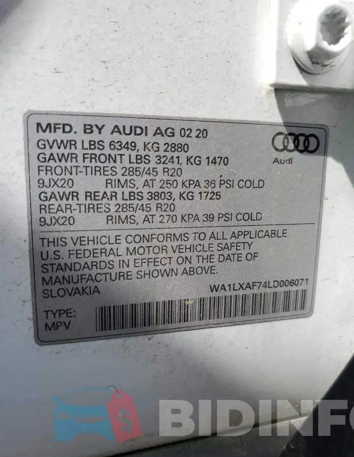 WA1LXAF74LD006071 Photo# 14