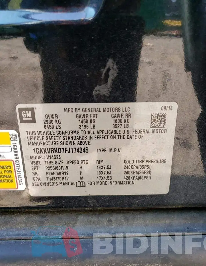 1GKKVRKD7FJ174346 Photo# 13