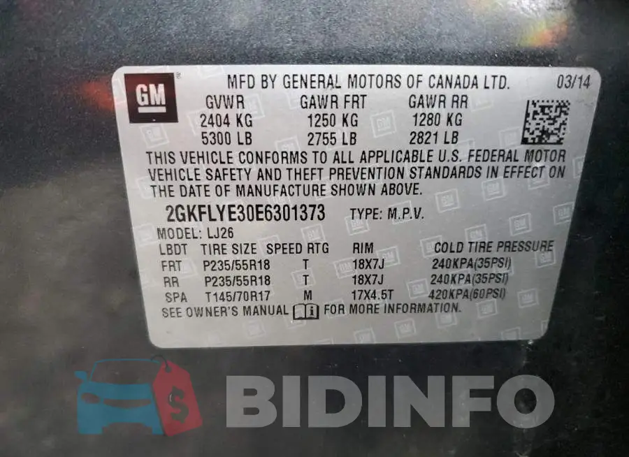 2GKFLYE30E6301373 Photo# 13