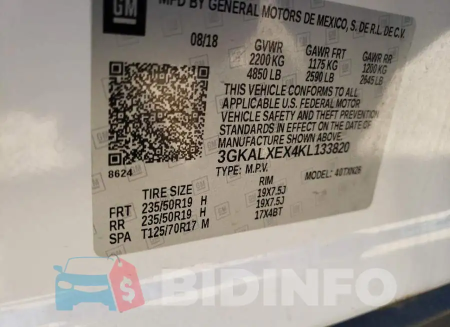 3GKALXEX4KL133820 Photo# 14
