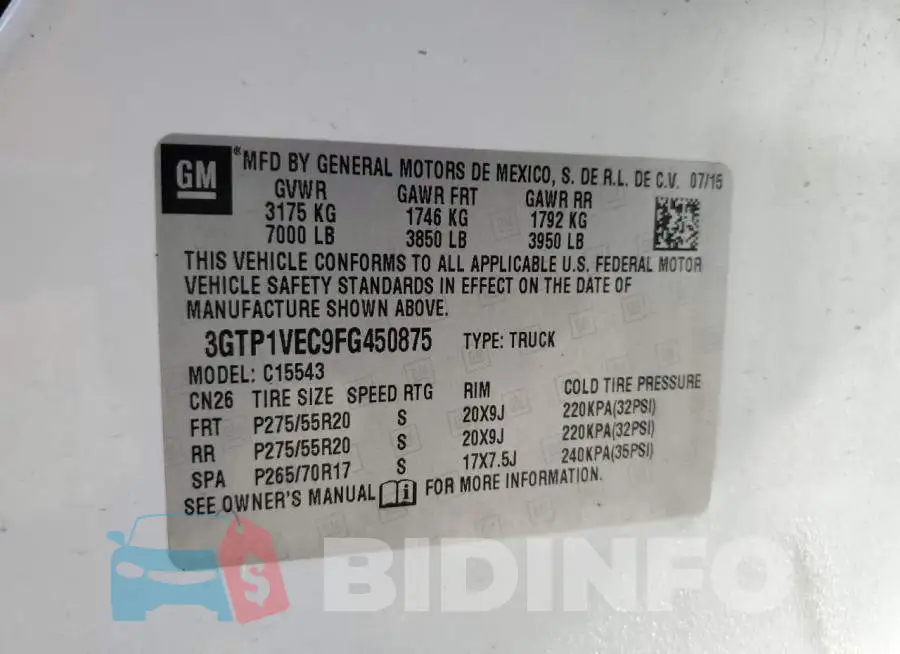 3GTP1VEC9FG450875 Photo# 12