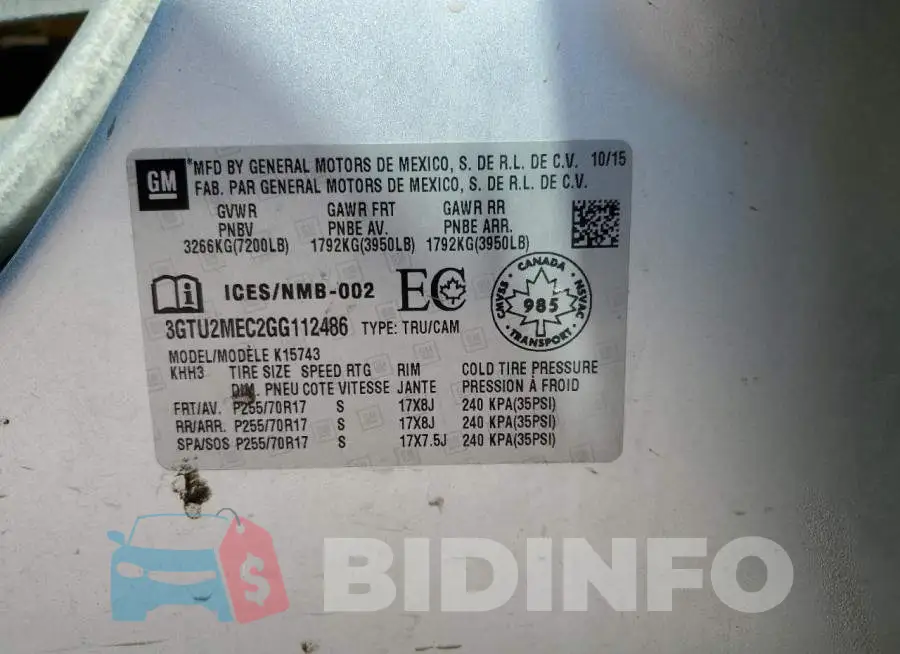 3GTU2MEC2GG112486 Photo# 12