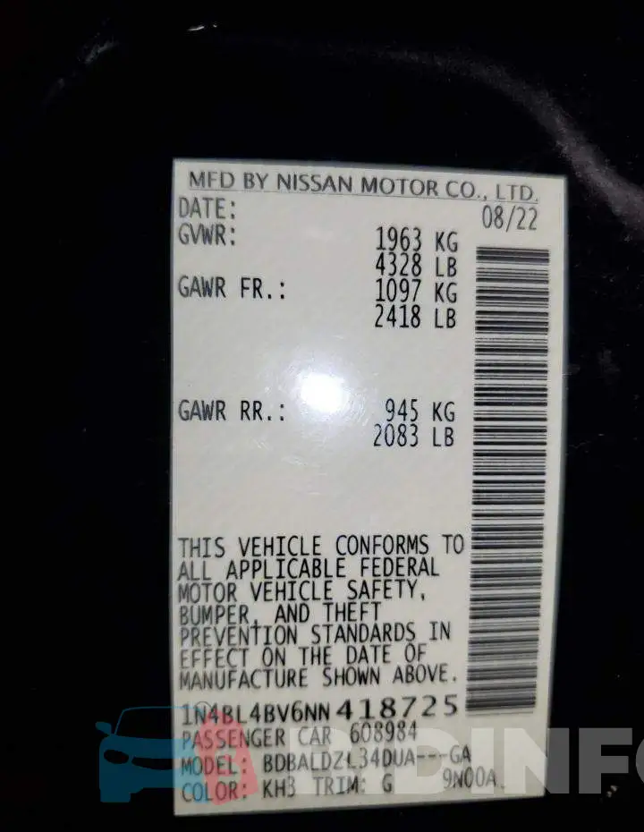 1N4BL4BV6NN418725 Photo# 12