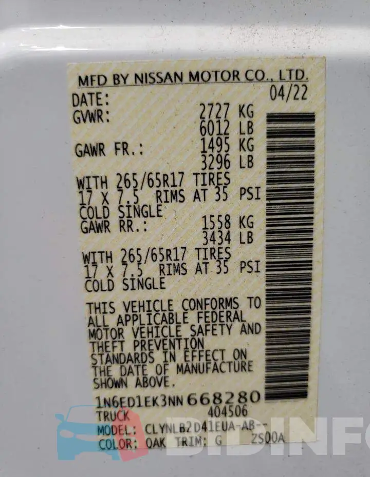 1N6ED1EK3NN668280 Photo# 12