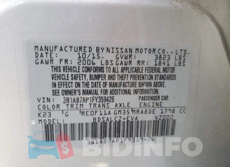 3N1AB7AP1FY359426 Photo# 12