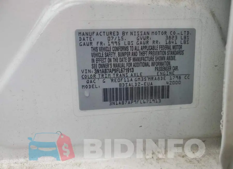 3N1AB7AP9FL671913 Photo# 13