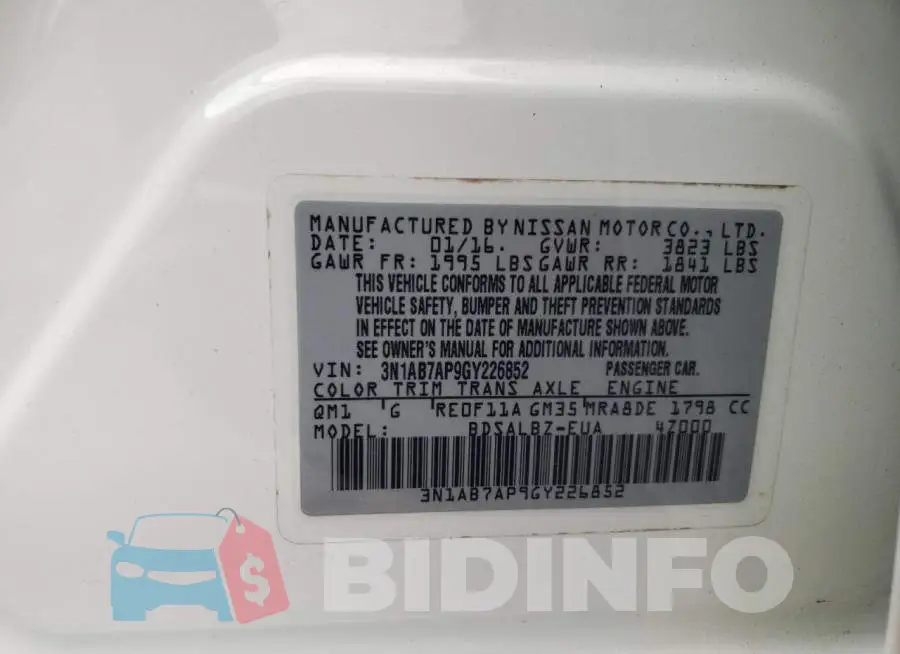 3N1AB7AP9GY226852 Photo# 12