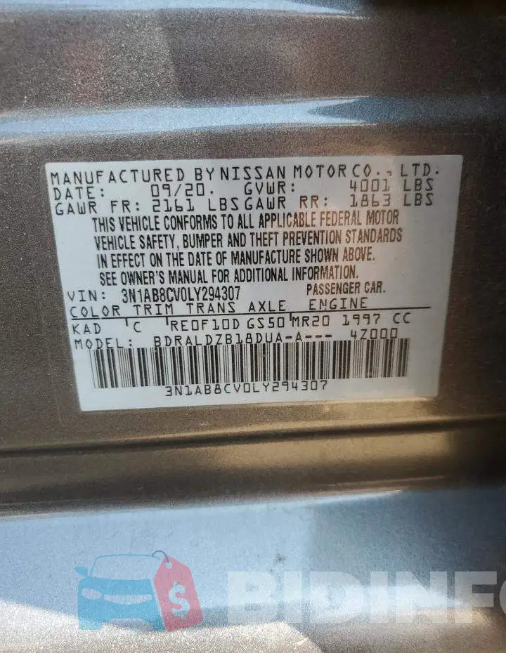 3N1AB8CV0LY294307 Photo# 12