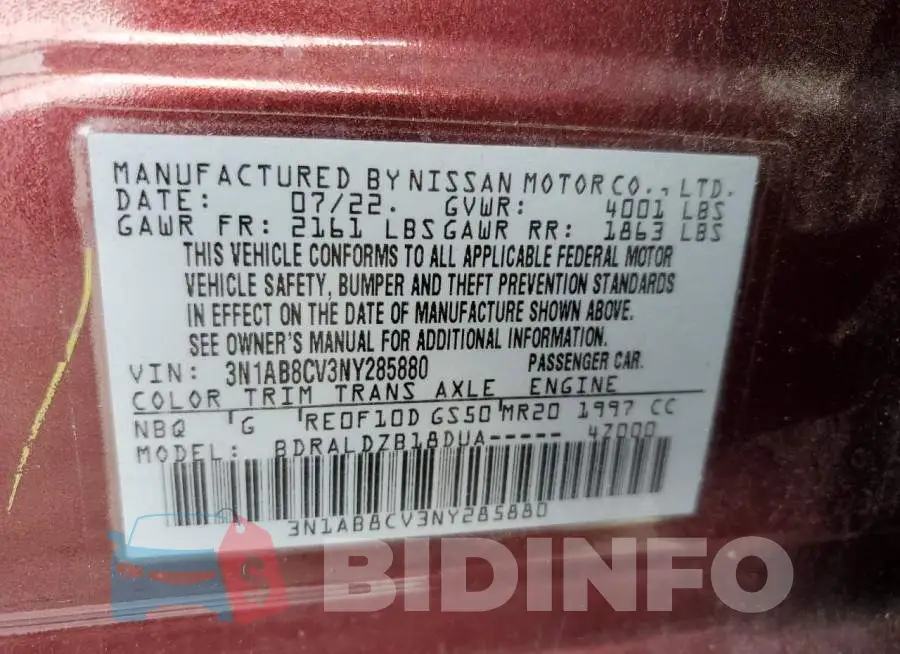 3N1AB8CV3NY285880 Photo# 12