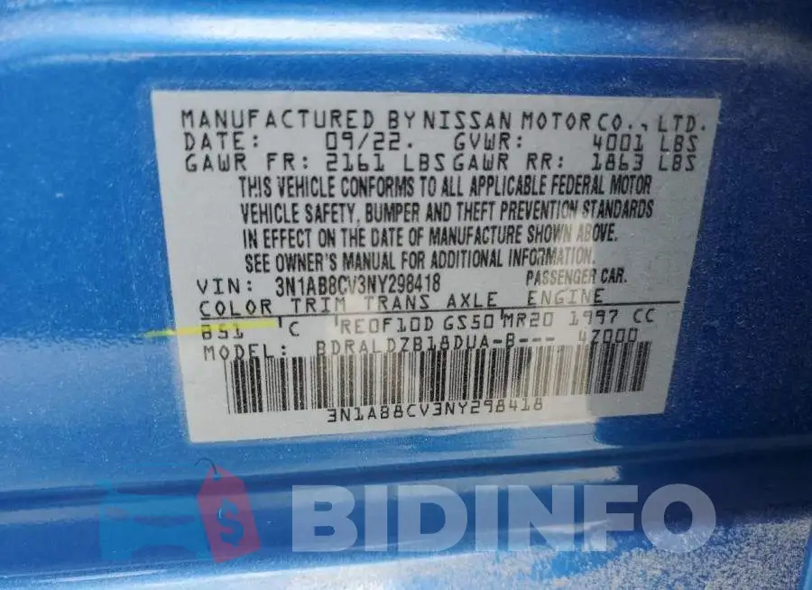 3N1AB8CV3NY298418 Photo# 12