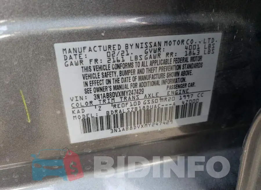 3N1AB8DVXMY247429 Photo# 12