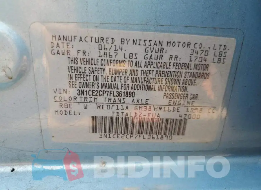 3N1CE2CP7FL361890 Photo# 12