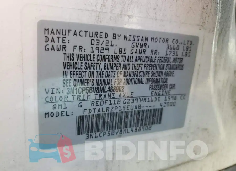 3N1CP5BV8ML488902 Photo# 14