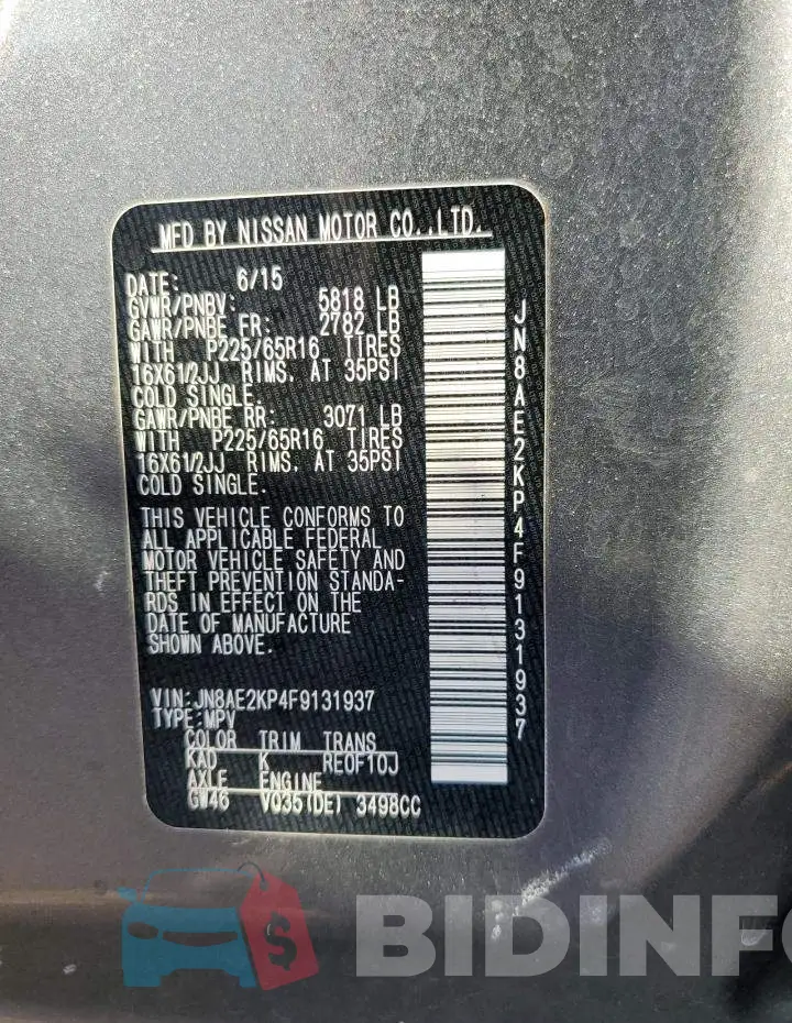 JN8AE2KP4F9131937 Photo# 13