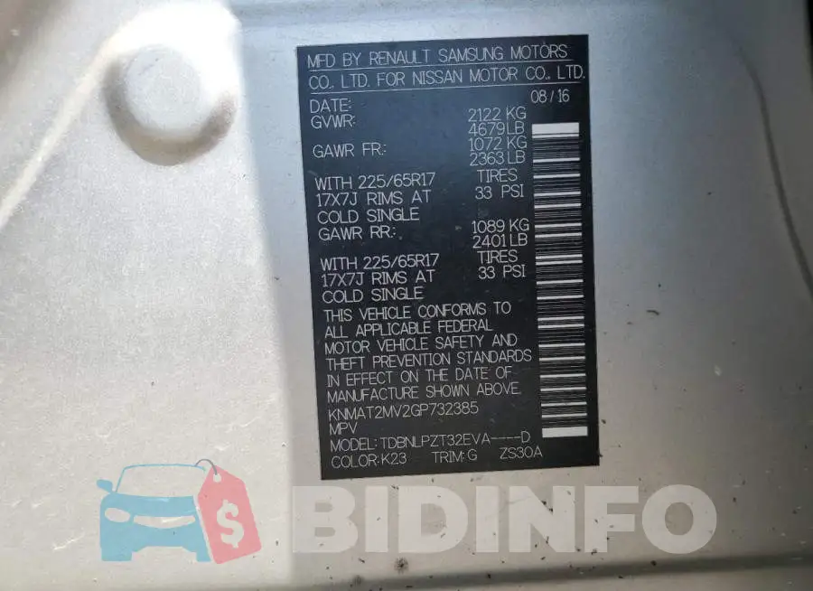 KNMAT2MV2GP732385 Photo# 13