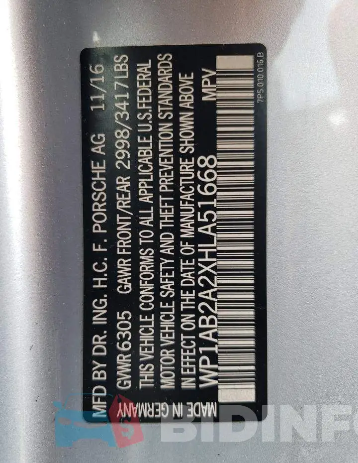 WP1AB2A2XHLA51668 Photo# 13