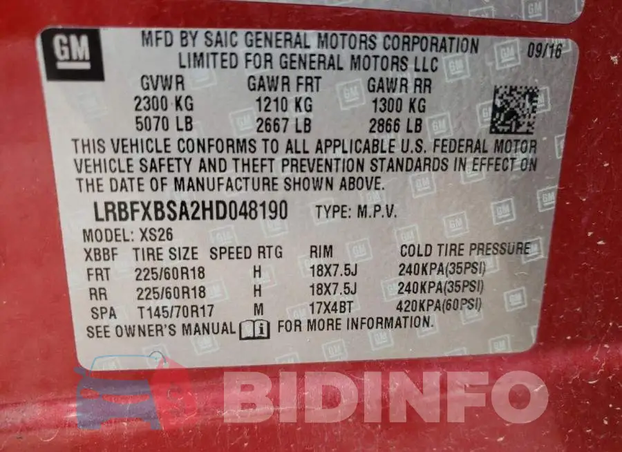 LRBFXBSA2HD048190 Photo# 13