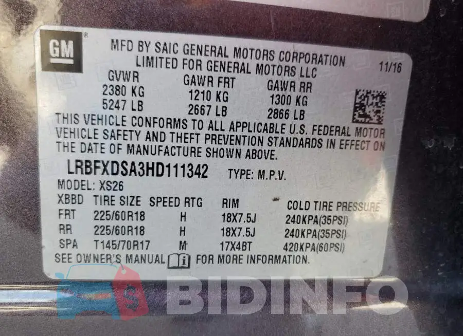 LRBFXDSA3HD111342 Photo# 12