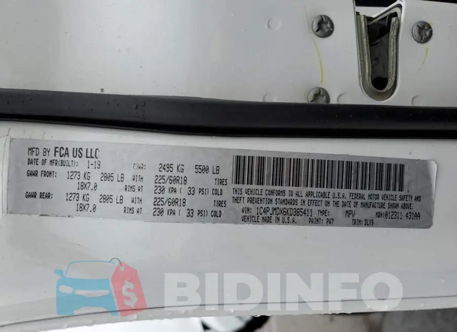 1C4PJMDX6KD385411 Photo# 13