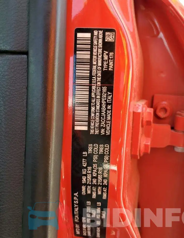 ZACCJAAB4HPE92165 Photo# 13