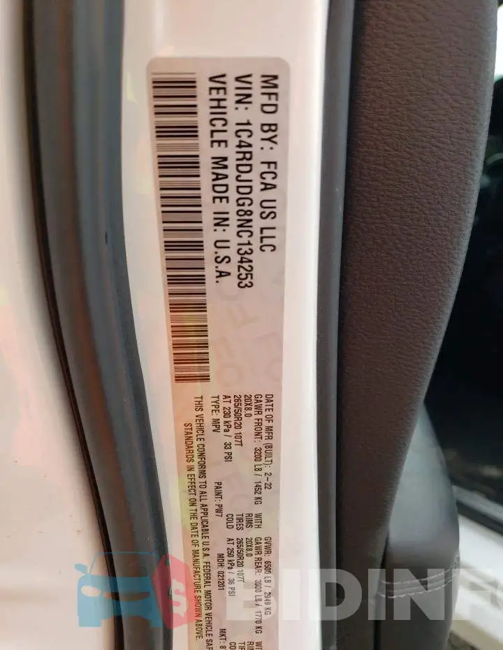 1C4RDJDG8NC134253 Photo# 13