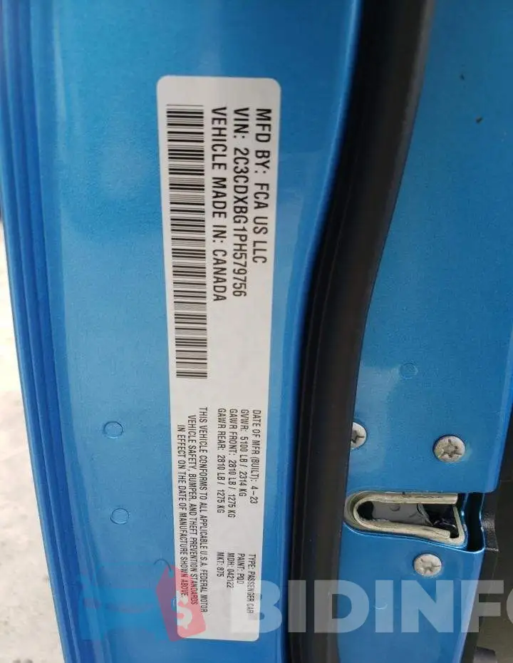 2C3CDXBG1PH579756 Photo# 13