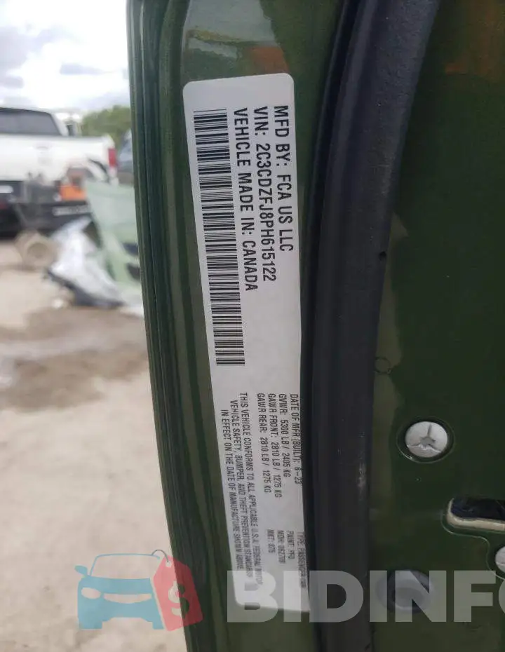 2C3CDZFJ8PH615122 Photo# 13