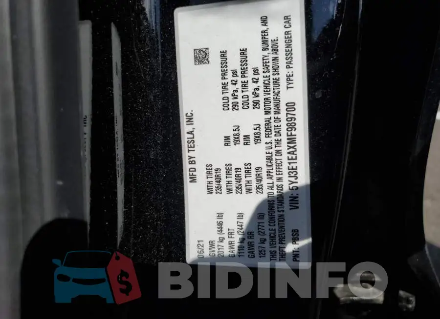 5YJ3E1EAXMF989700 Photo# 12