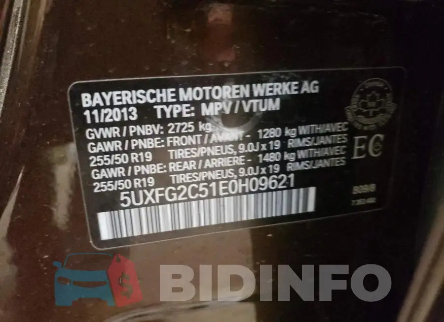 5UXFG2C51E0H09621 Photo# 13
