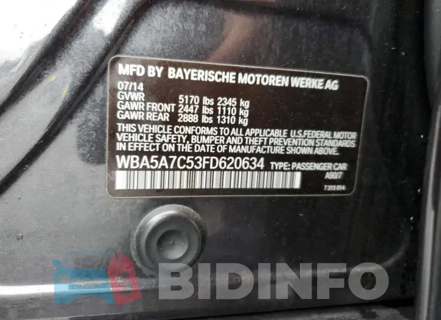 WBA5A7C53FD620634 Photo# 12