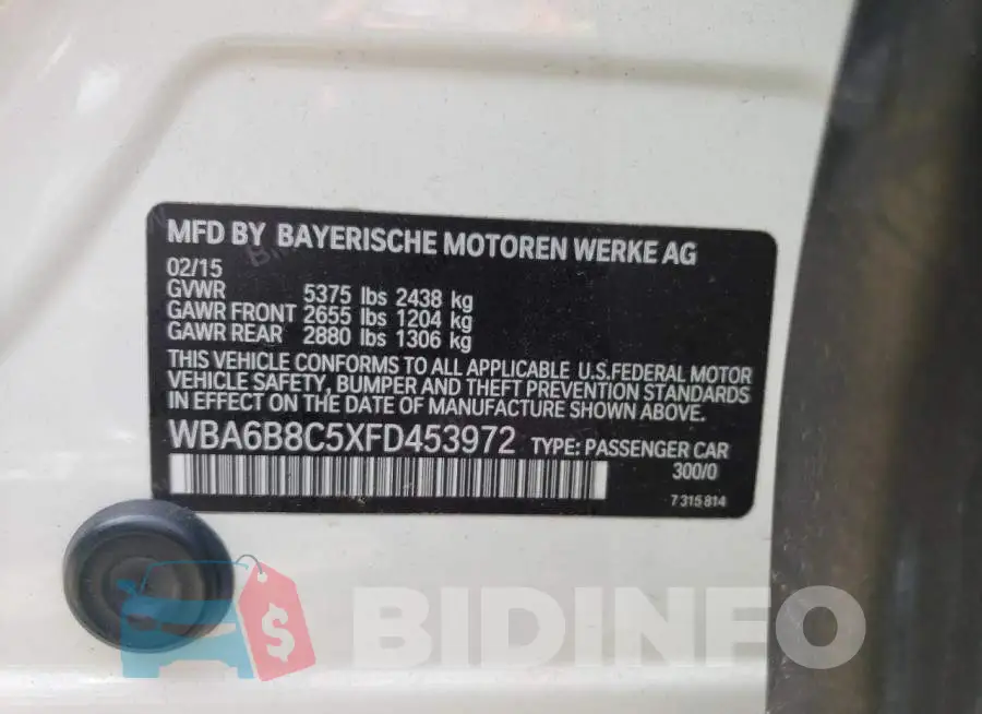 WBA6B8C5XFD453972 Photo# 12