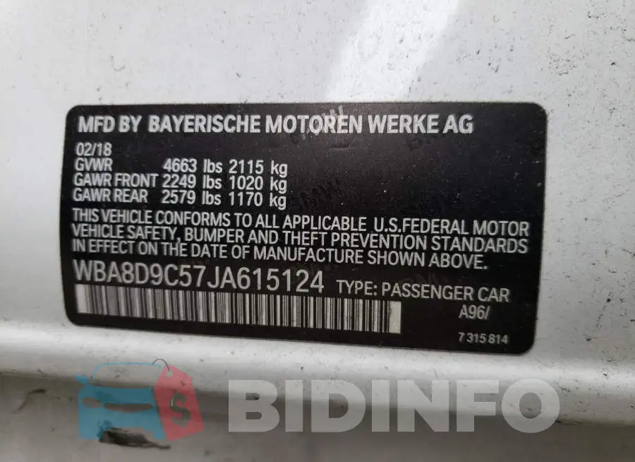 WBA8D9C57JA615124 Photo# 12