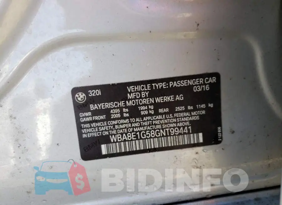 WBA8E1G58GNT99441 Photo# 12